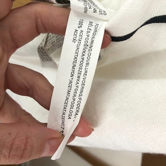 Zara 100% Linen White with Black Trim Fit Flare Dress Sz L - Picture 14 of 14